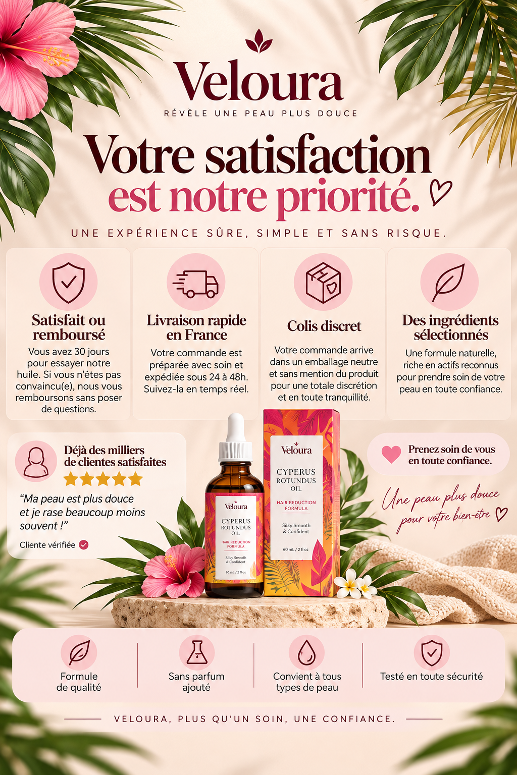 Huile Veloura au Cyperus Rotundus – Soin Anti-Repousse